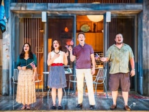 America Ferrera, Tracee Chimo, Austin Lysy & Michael Chernus in "Lips Together, Teeth Apart" (photo: Joan Marcus)